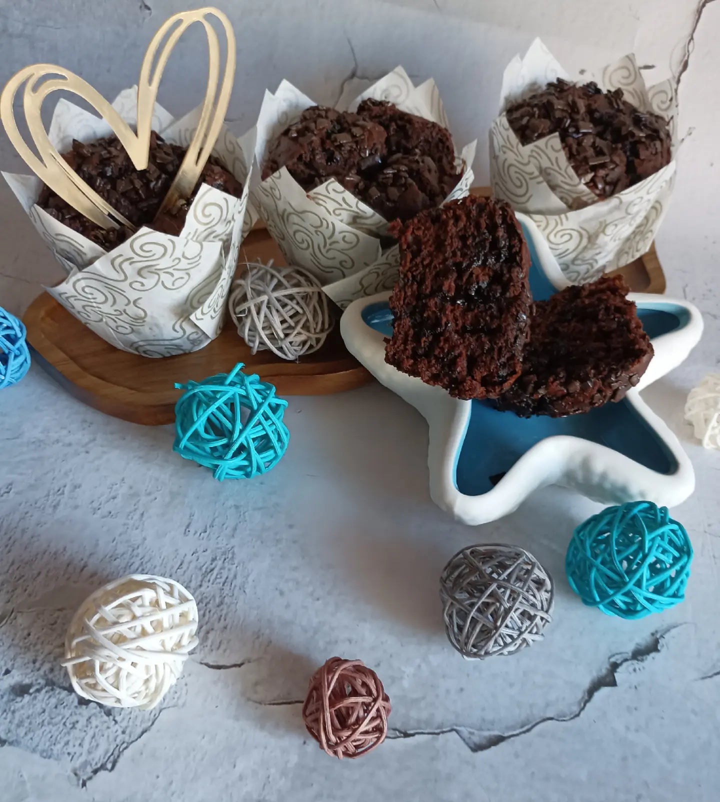Muffins de chocolate negro
